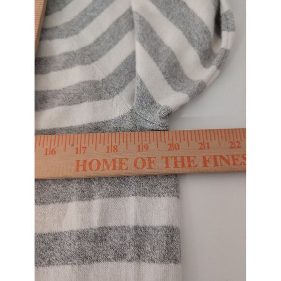Banana Republic Stripe Sweater Womens Size Medium Gray Cotton Cashmere Pullover - Picture 8 of 9